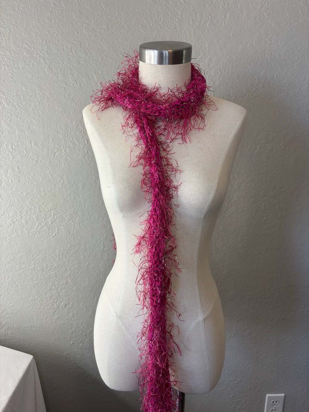 Hot Pink Shimmer Eyelash Yarn Scarf